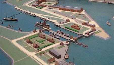 Köster-Modell Fischereihafen Wesermünde/Geestemünde - Doppelschleuse (Foto2)